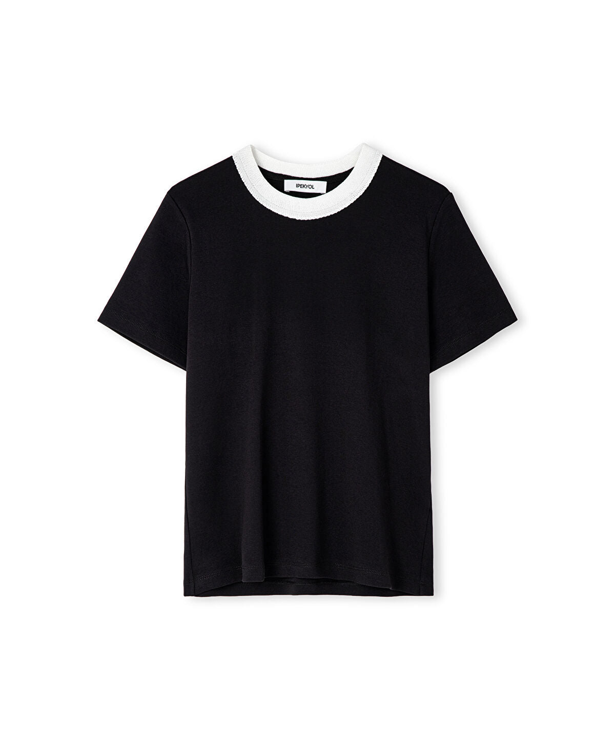 Zoomed Contrast Collar Color-Block T-Shirt