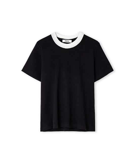 Contrast Collar Color-Block T-Shirt