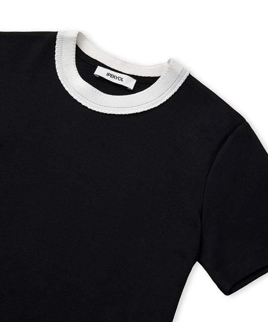 Contrast Collar Color-Block T-Shirt