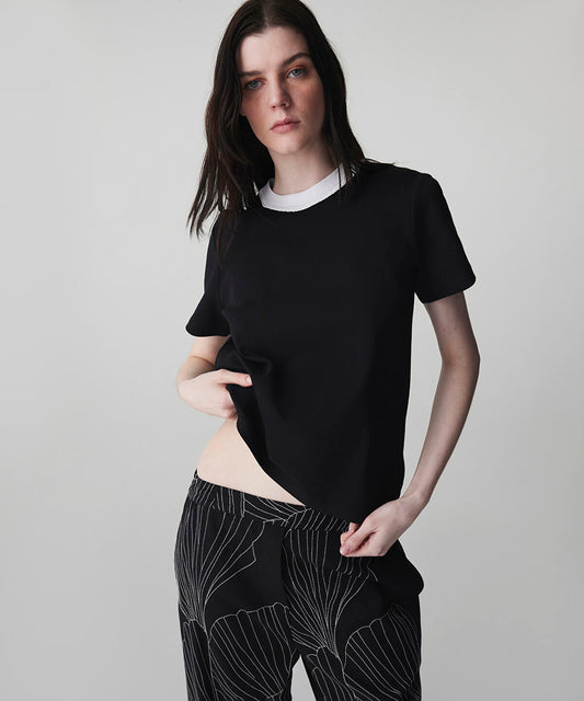 Contrast Collar Color-Block T-Shirt