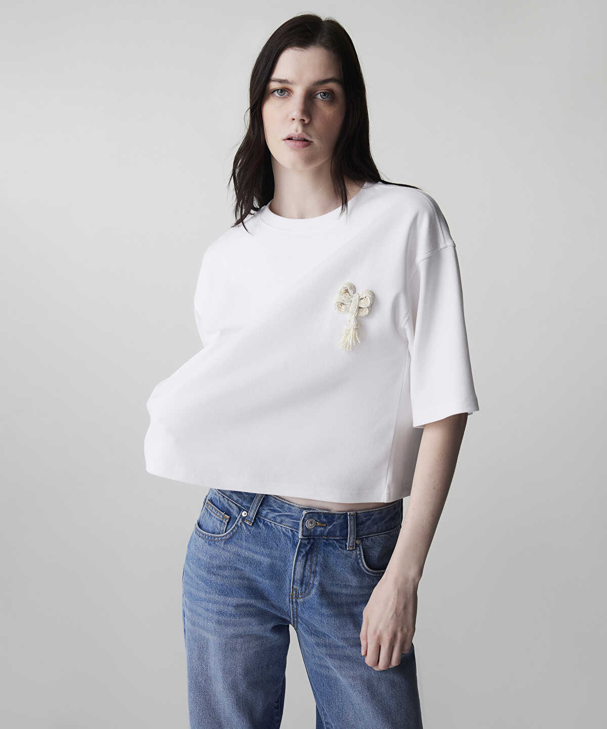 T-Shirt with Faux Pearls