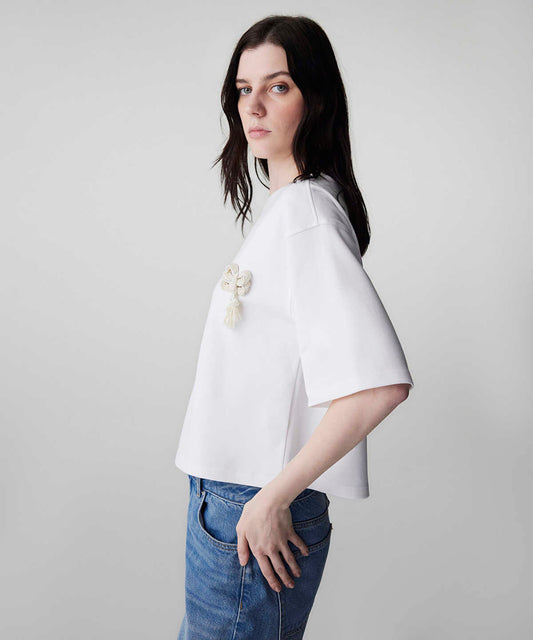 T-Shirt with Faux Pearls