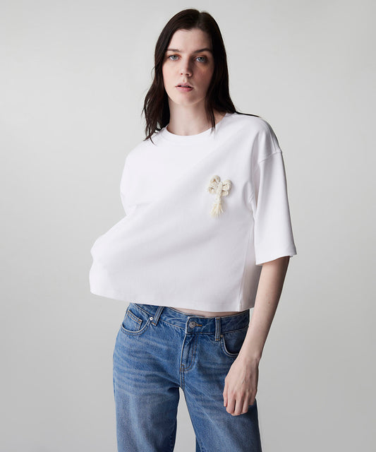 T-Shirt with Faux Pearls