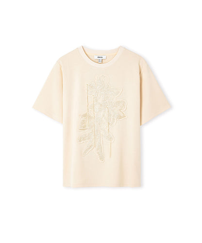 Embroidered T-Shirt with Fringes