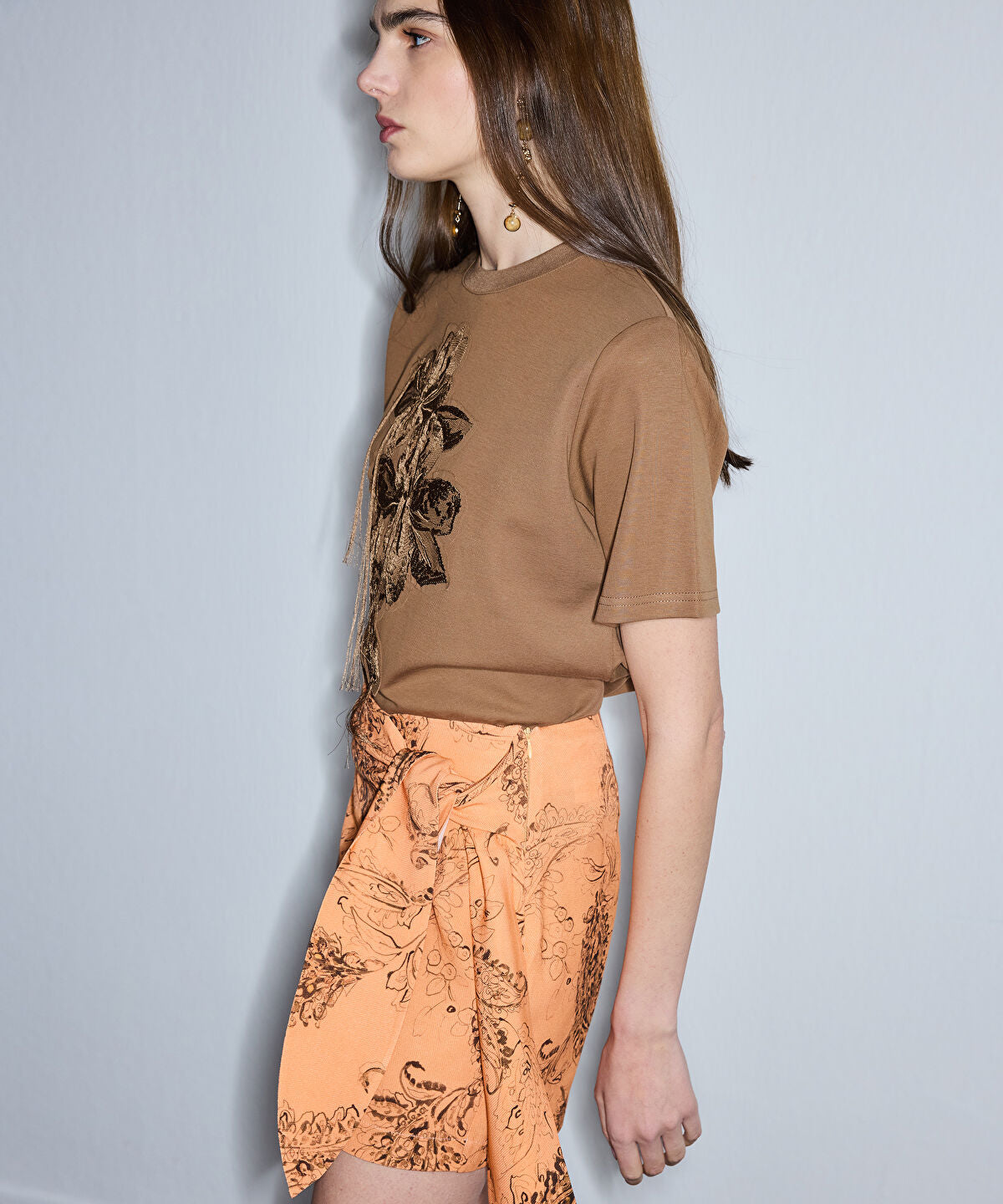 Zoomed Embroidered T-Shirt with Fringes