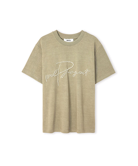 T-Shirt with Faux Pearl Embellishments