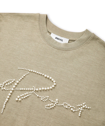 T-Shirt with Faux Pearl Embellishments