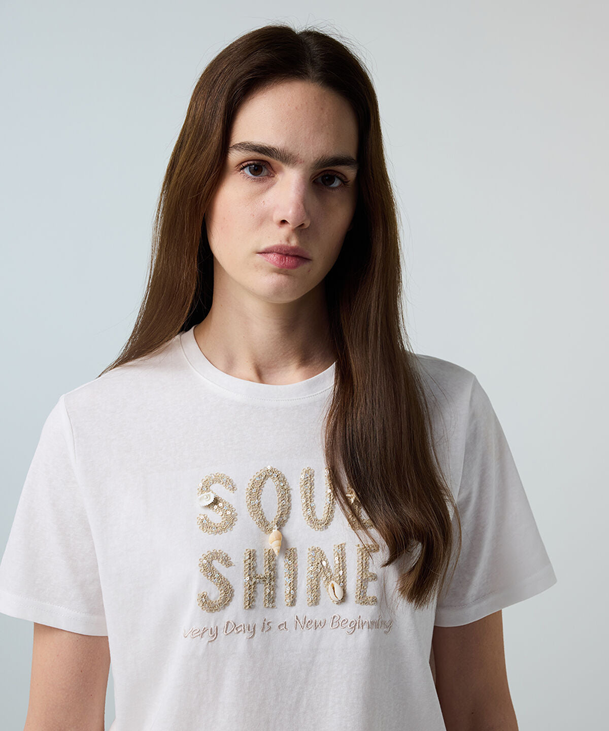 Zoomed Embroidered T-Shirt with Sequins