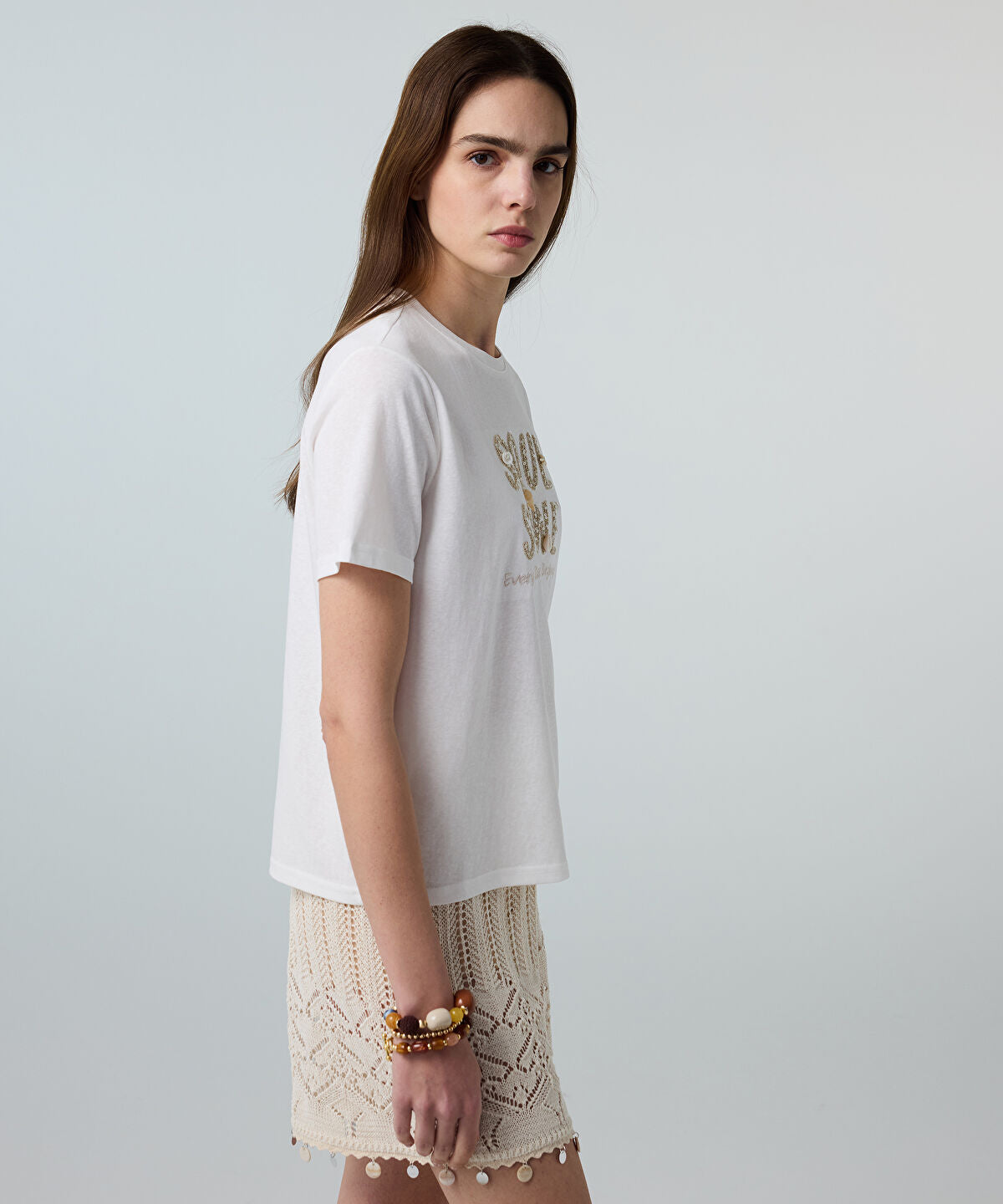 Embroidered T-Shirt with Sequins