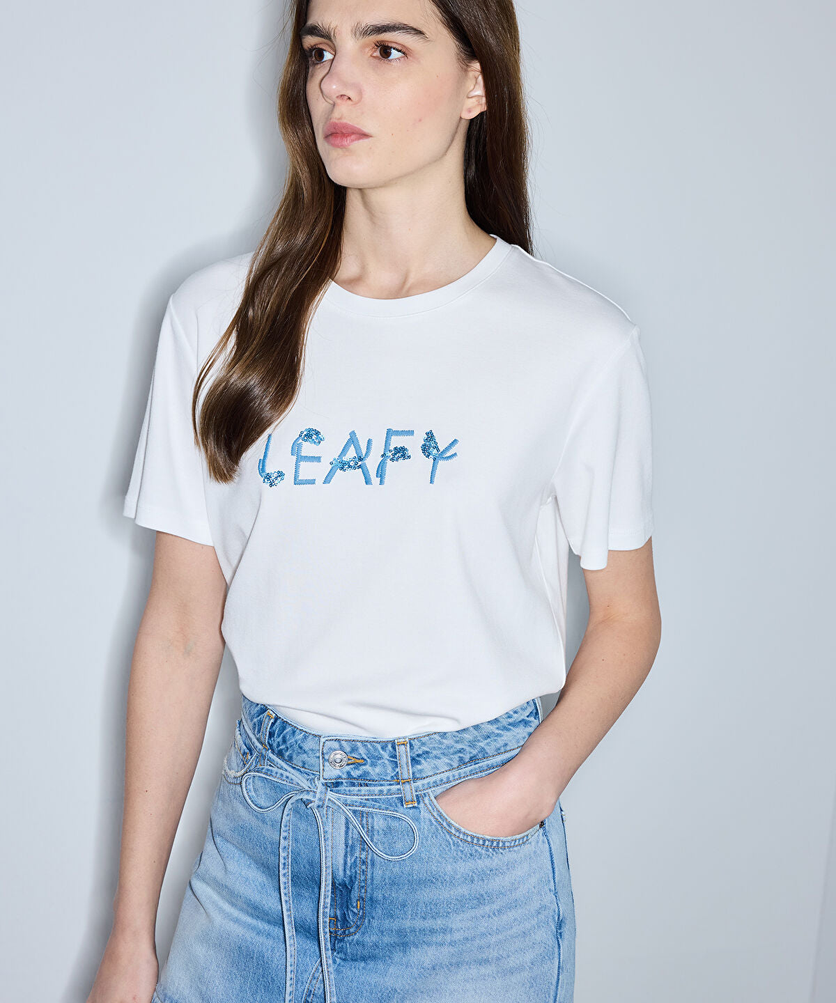 Zoomed Sequin Embellished Slogan T-Shirt