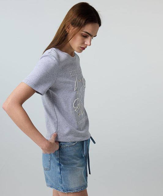 Embroidered Slogan T-Shirt