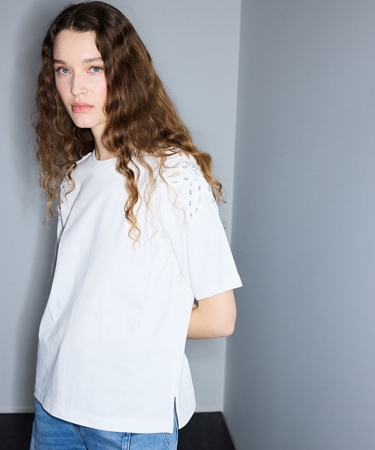 Zoomed Embroidered Cutout T-Shirt