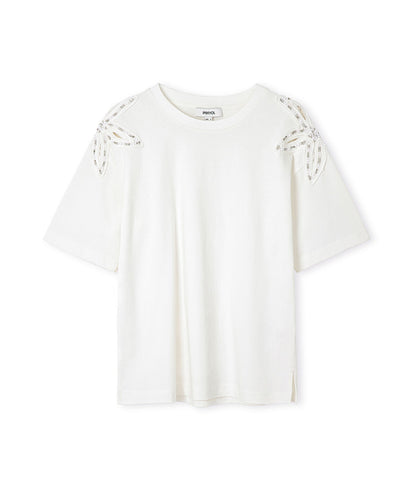 Embroidered Cutout T-Shirt