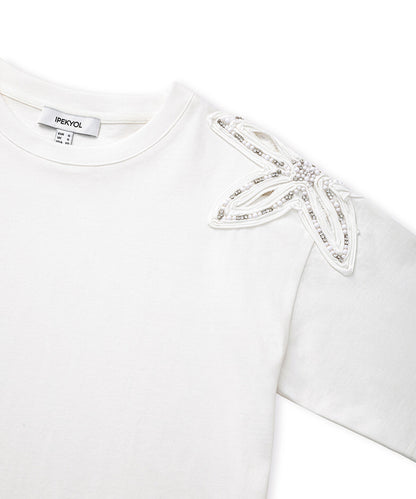 Embroidered Cutout T-Shirt