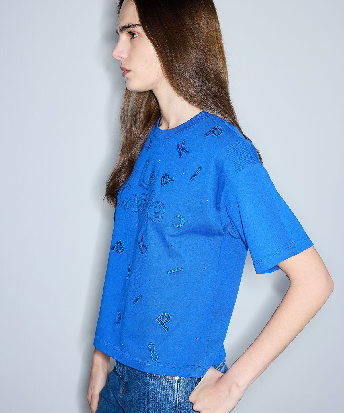 Embroidered Rhinestone T-Shirt 