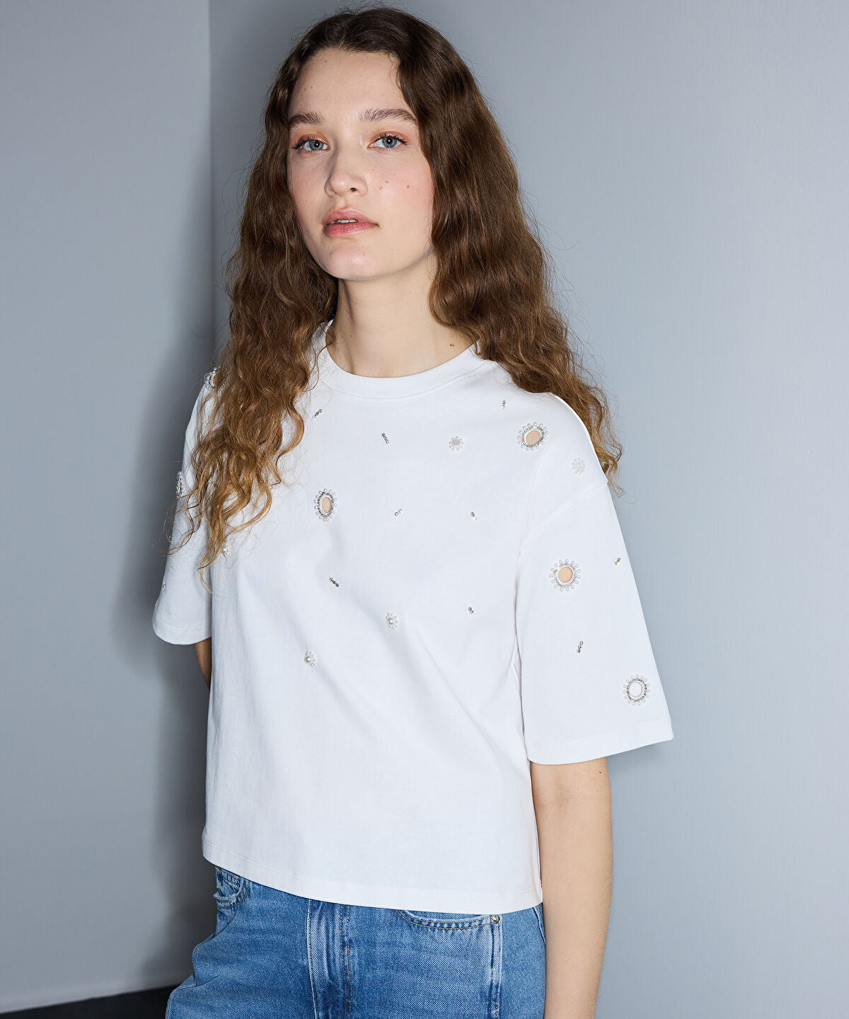 Zoomed Embellished Cutout T-Shirt