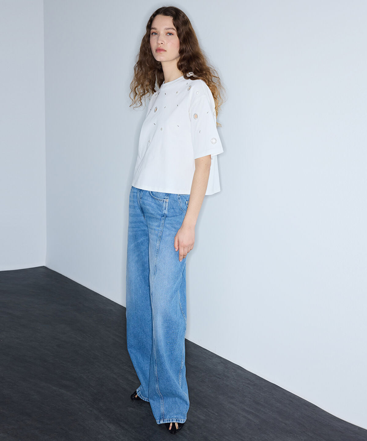 Zoomed Embellished Cutout T-Shirt