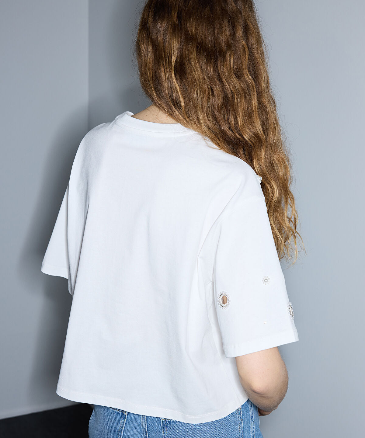 Zoomed Embellished Cutout T-Shirt