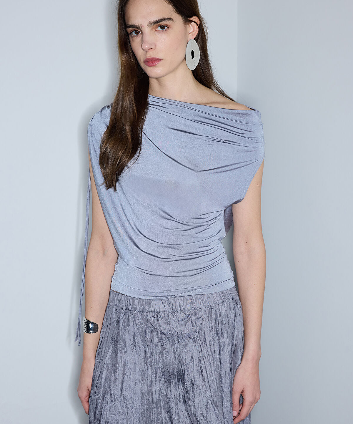 Asymmetric Gathered T-Shirt