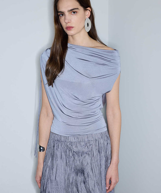 Asymmetric Gathered T-Shirt