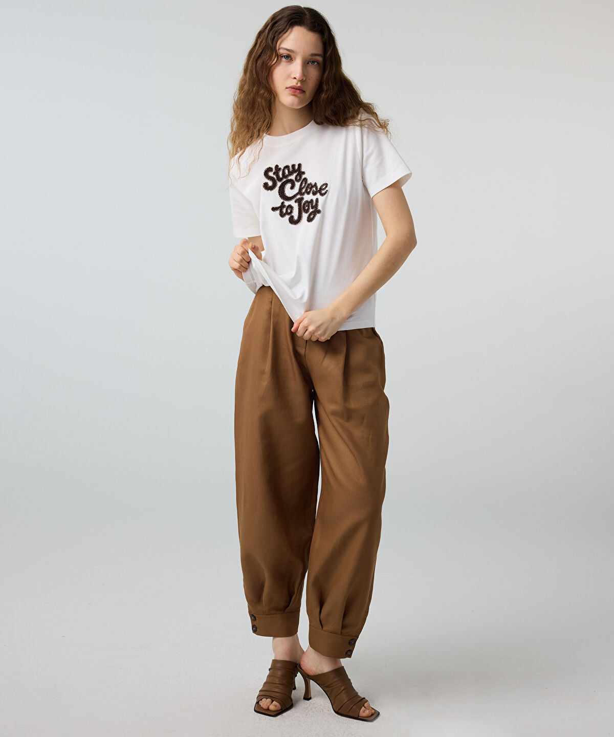 Zoomed Beaded Slogan T-Shirt