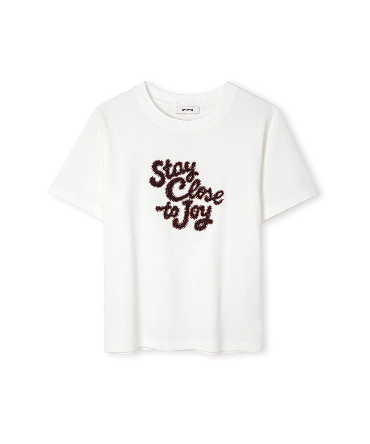 Beaded Slogan T-Shirt