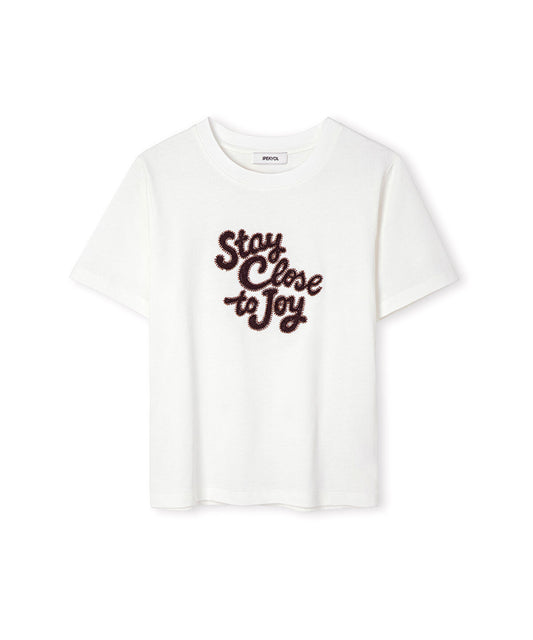 Beaded Slogan T-Shirt