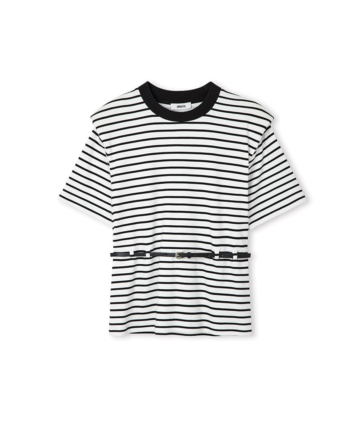 Zoomed Striped T-Shirt with Shoulder Pads