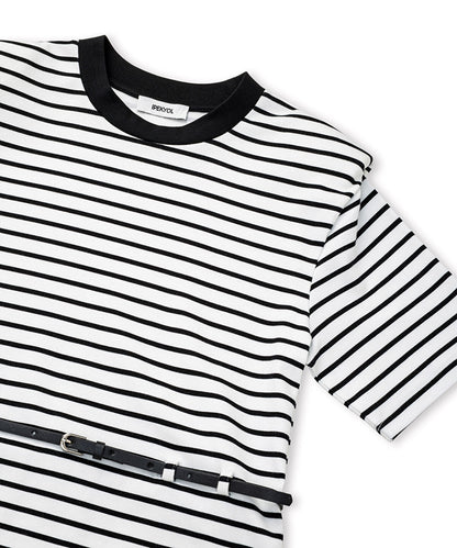 Striped T-Shirt with Shoulder Pads