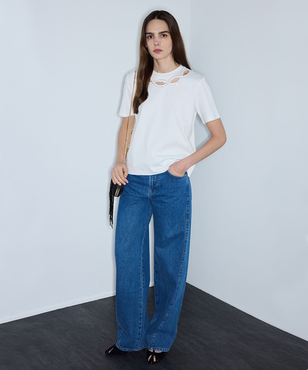 Zoomed Embellished Cutout T-Shirt