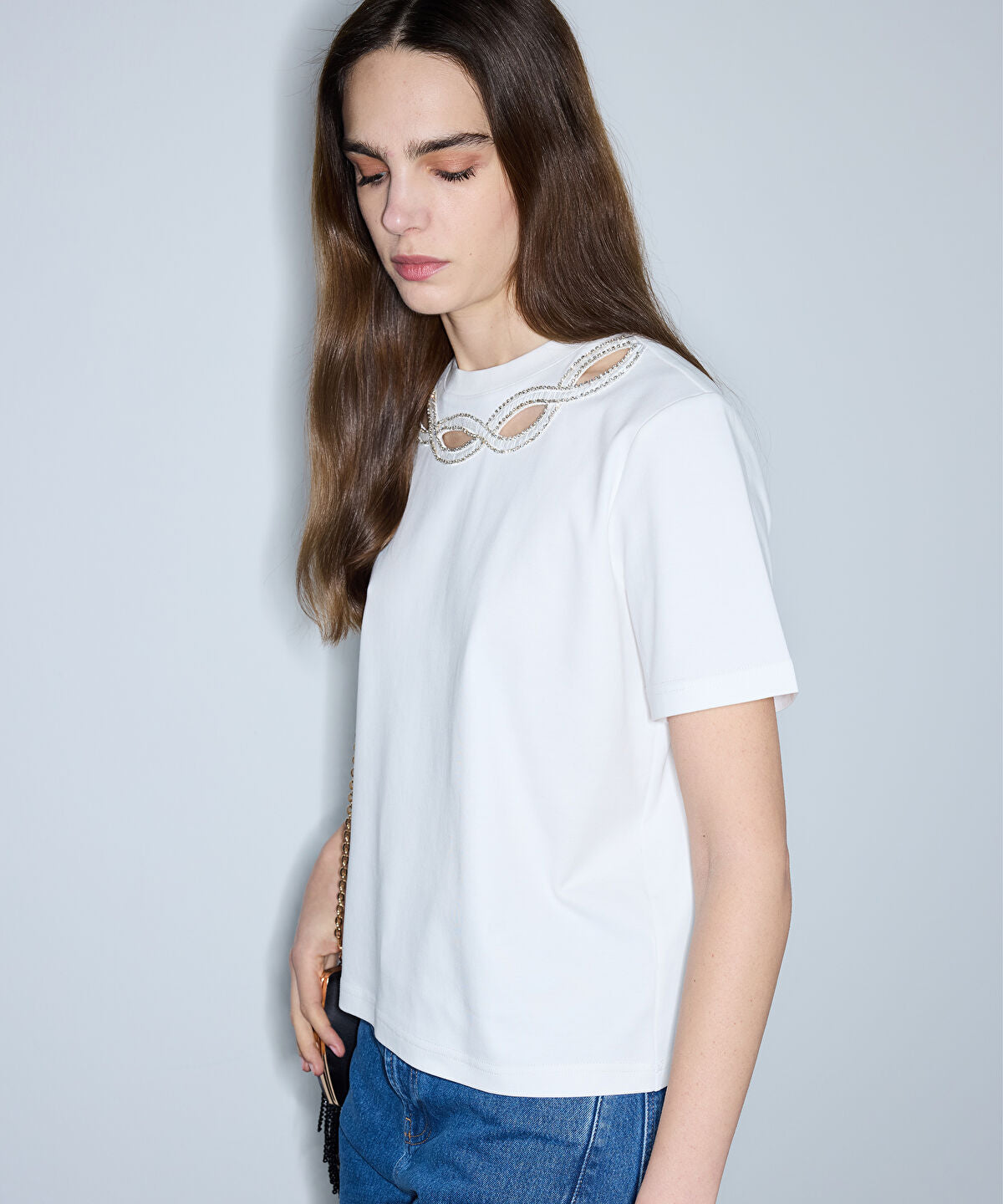 Zoomed Embellished Cutout T-Shirt