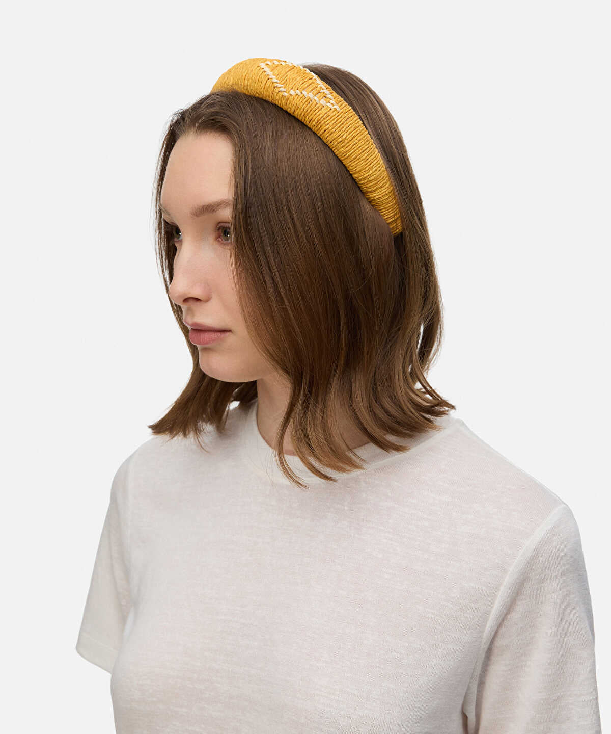 Zoomed Contrast Stitch Raffia Headband