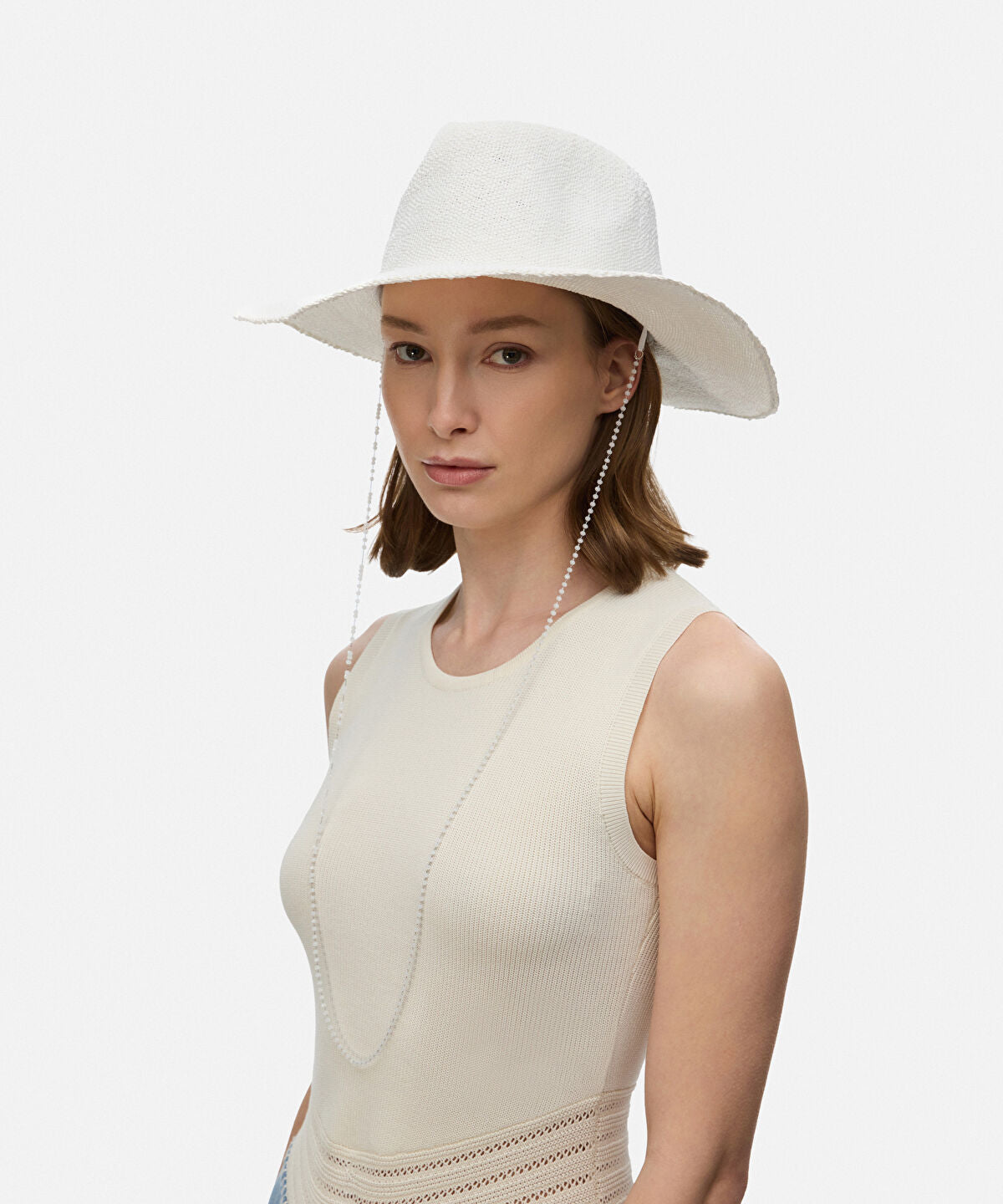 Zoomed Beaded Strap Hat