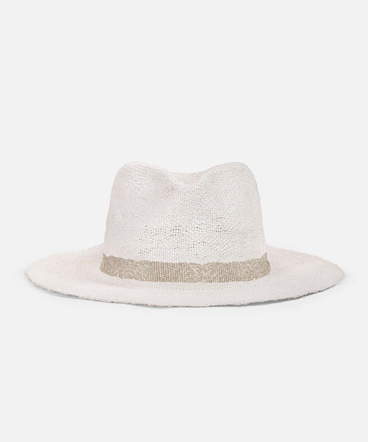 Stripe Printed Straw Effect Hat