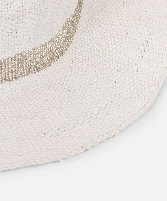 Stripe Printed Straw Effect Hat