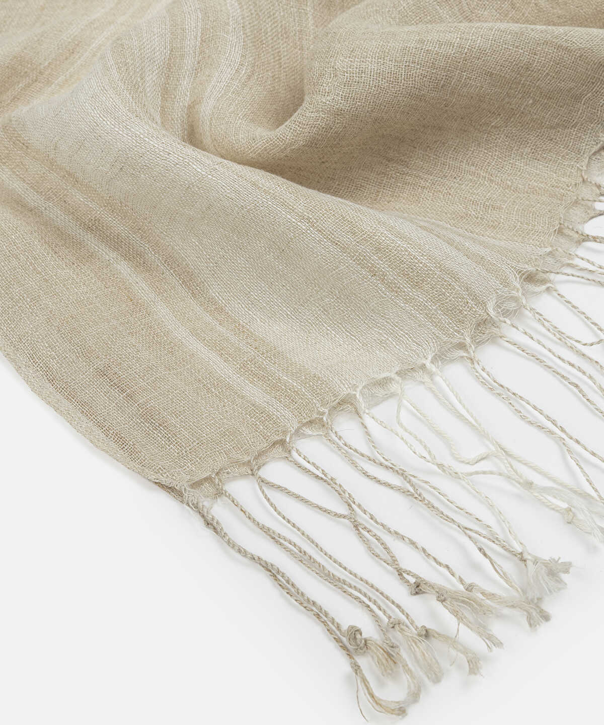 Zoomed Fringed Linen Scarf