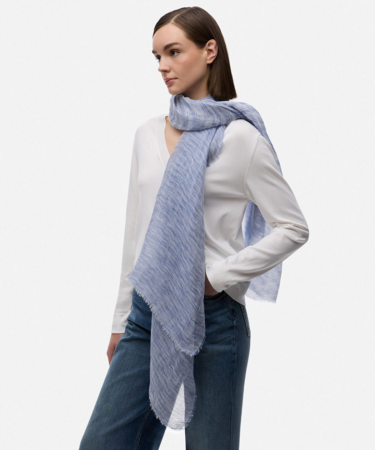 Zoomed Linen-Blend Scarf