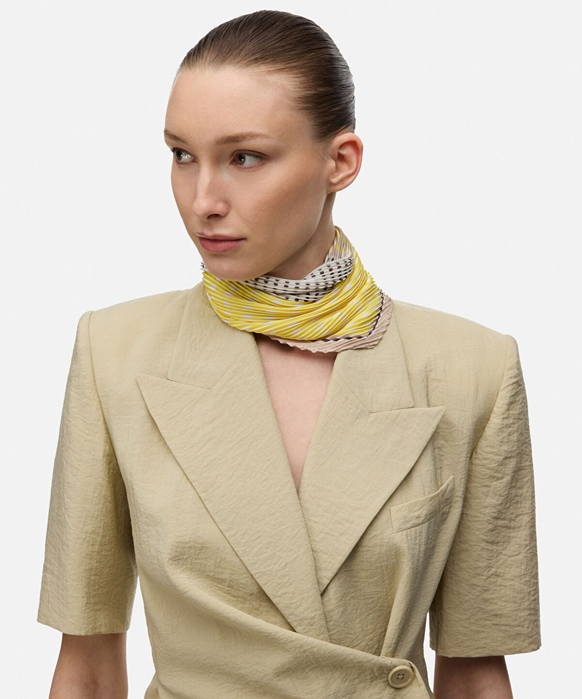 Zoomed Pleated Polka Dot Scarf