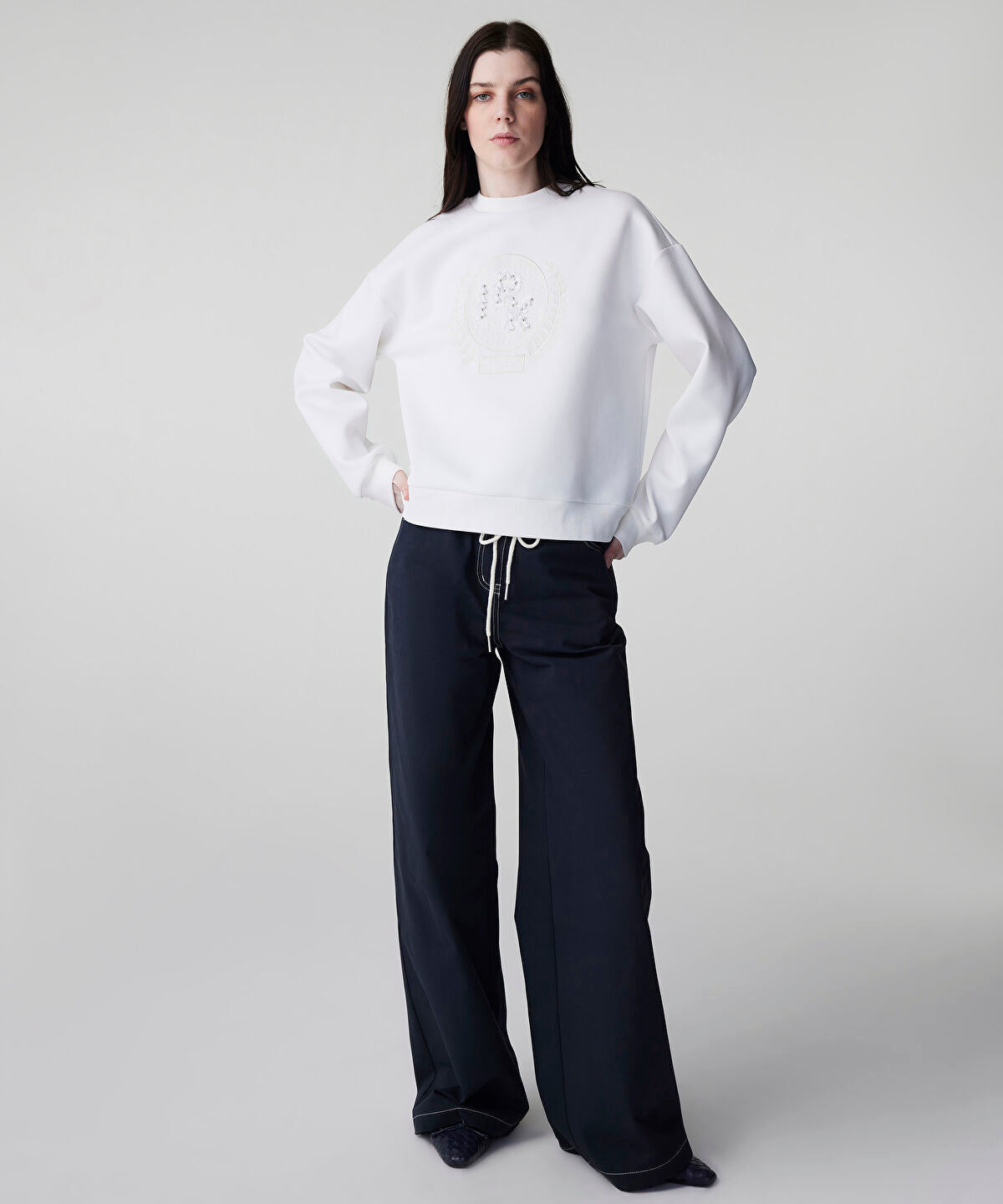 Zoomed Embellished Scuba Sweatshirt