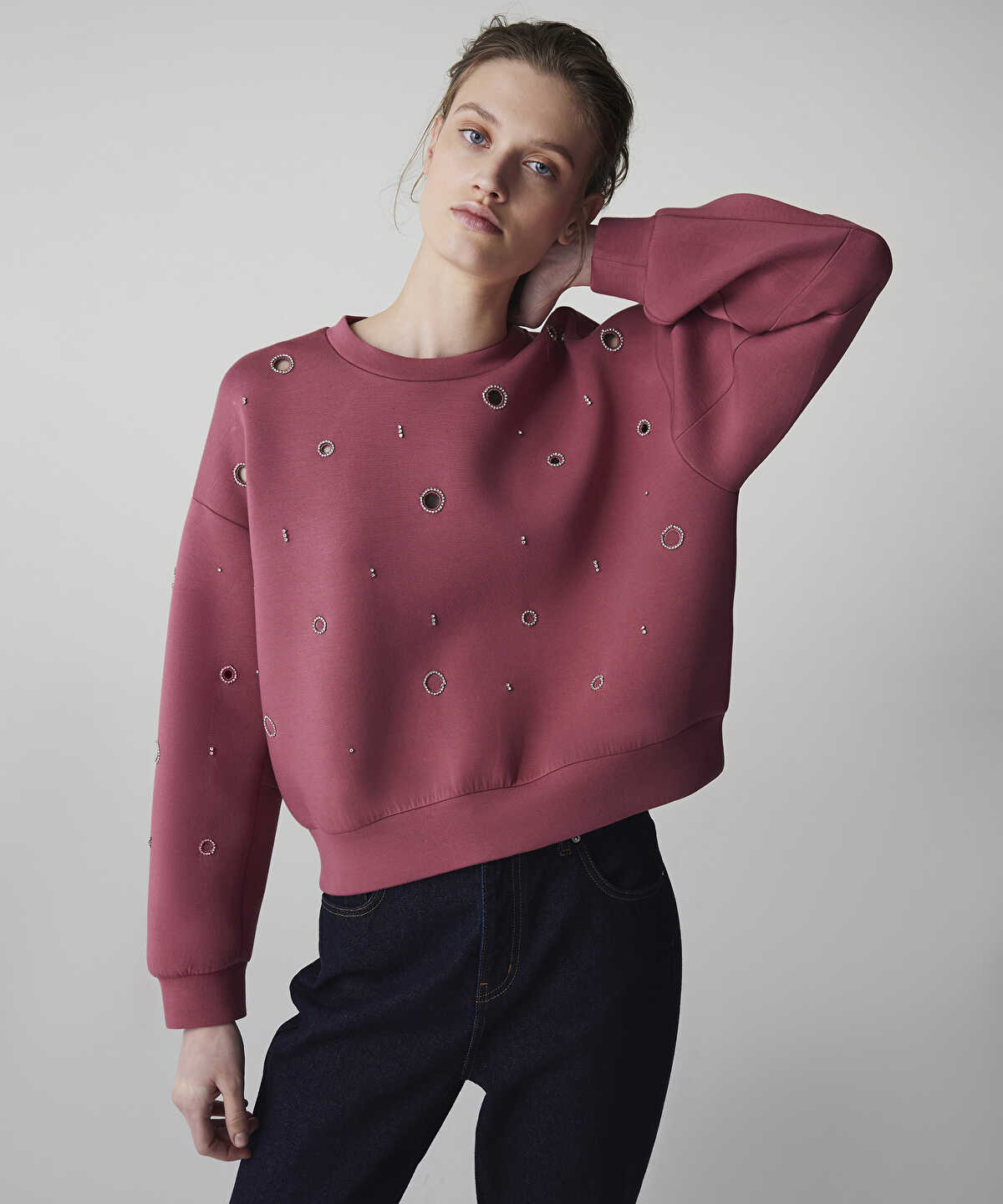 Embellished Cutout Sweatshirt