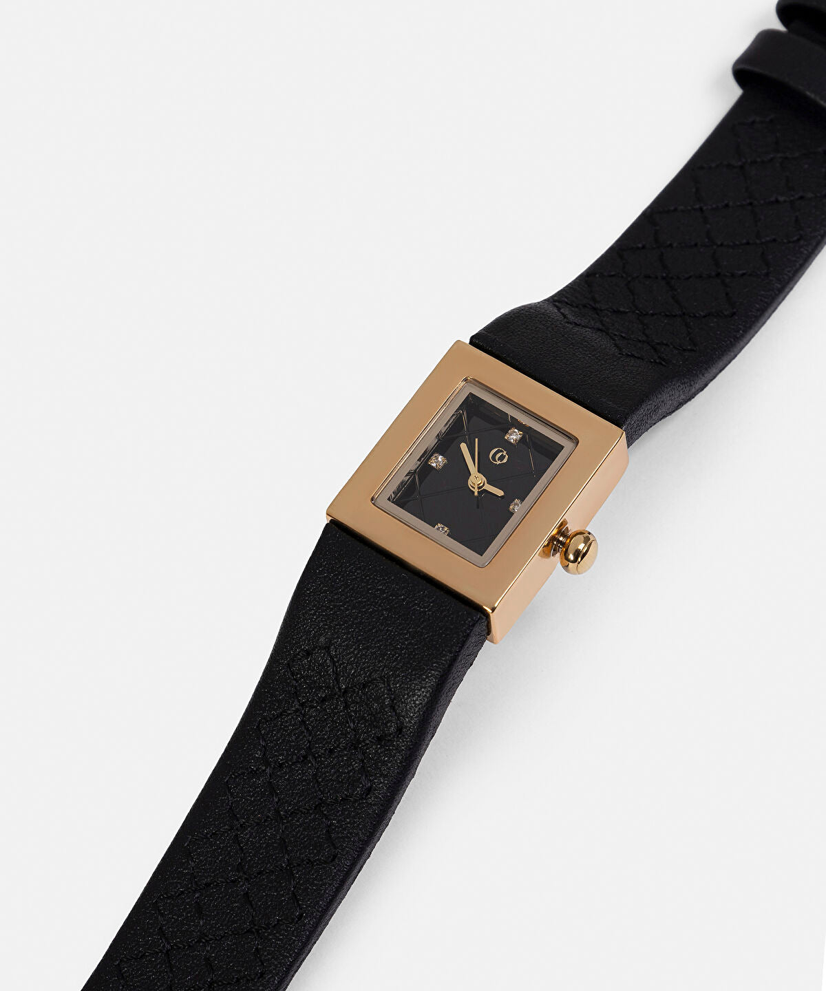 Zoomed Leather-Effect Strap Watch