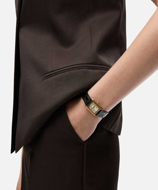 Textured Leather-Effect Strap Watch