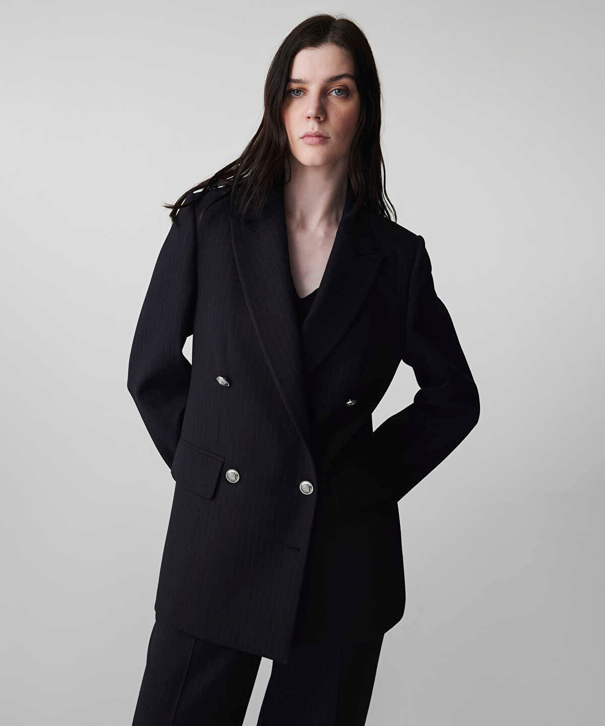 Striped Double-Breasted Blazer