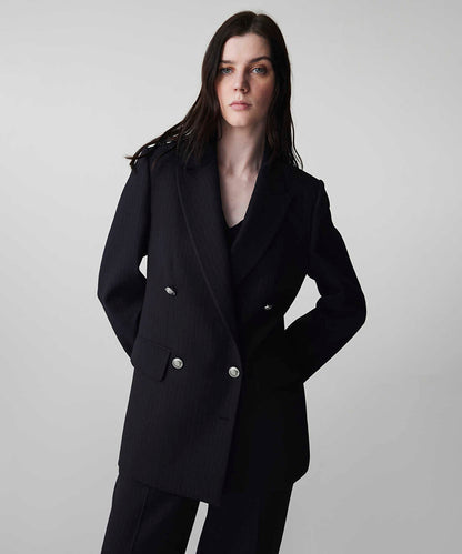 Striped Double-Breasted Blazer