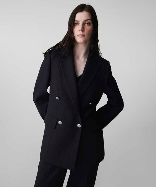 Striped Double-Breasted Blazer