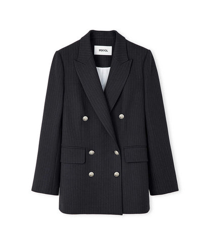Striped Double-Breasted Blazer