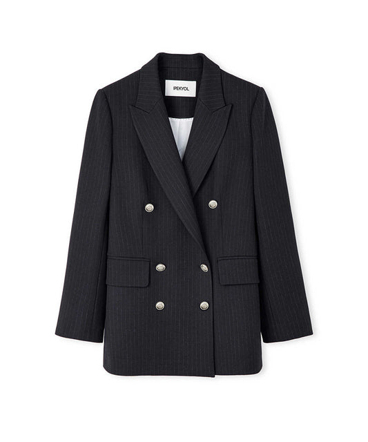 Striped Double-Breasted Blazer