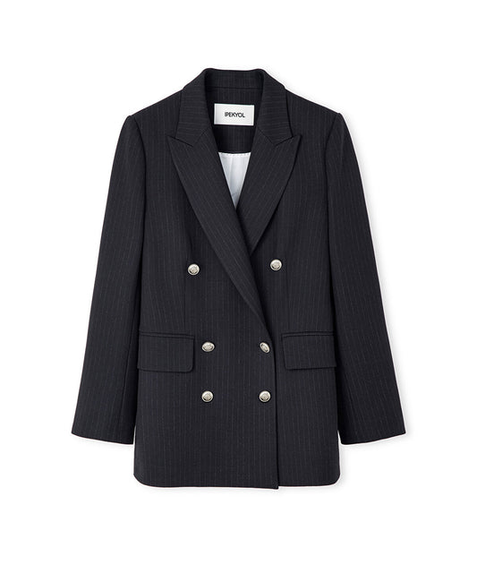 Striped Double-Breasted Blazer
