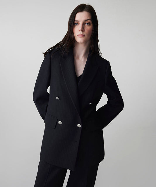 Striped Double-Breasted Blazer