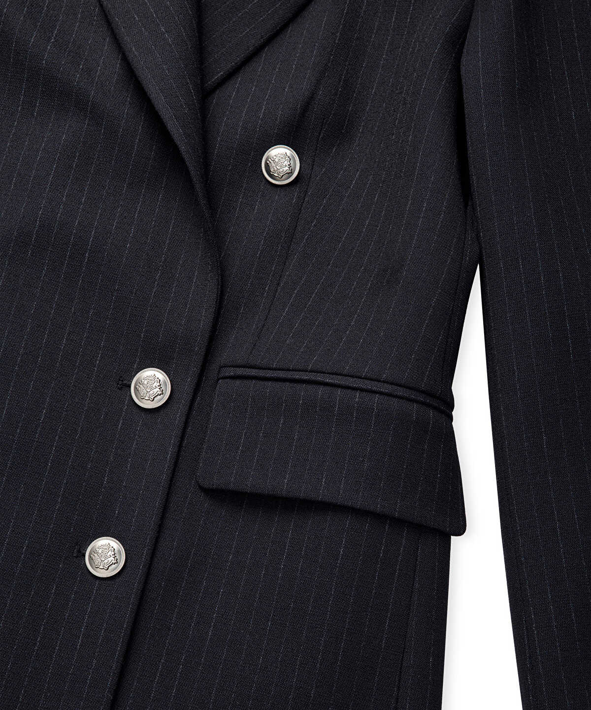 Zoomed Striped Double-Breasted Blazer